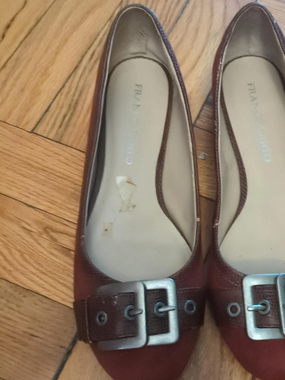 Franco Sarto Maroon Suede Buckle Flats