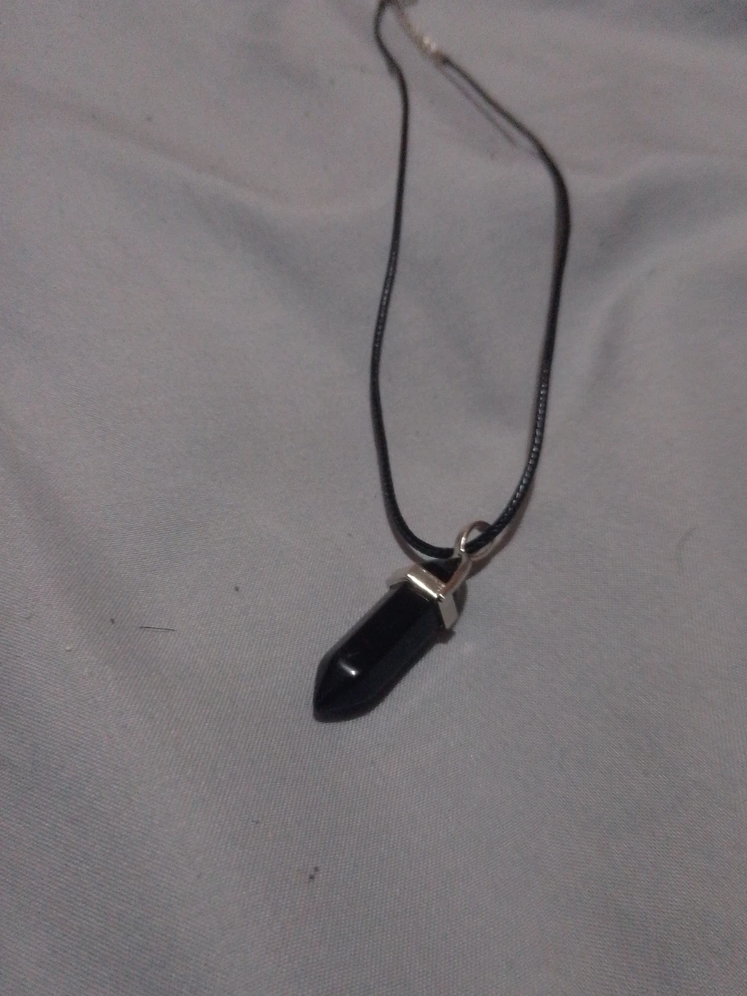 Black Stone Crystal Pendant Necklace
