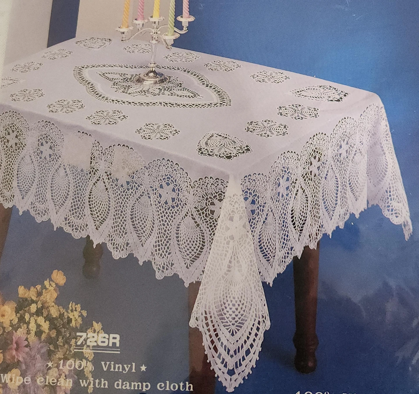 New White Vinyl Lace Tablecloth