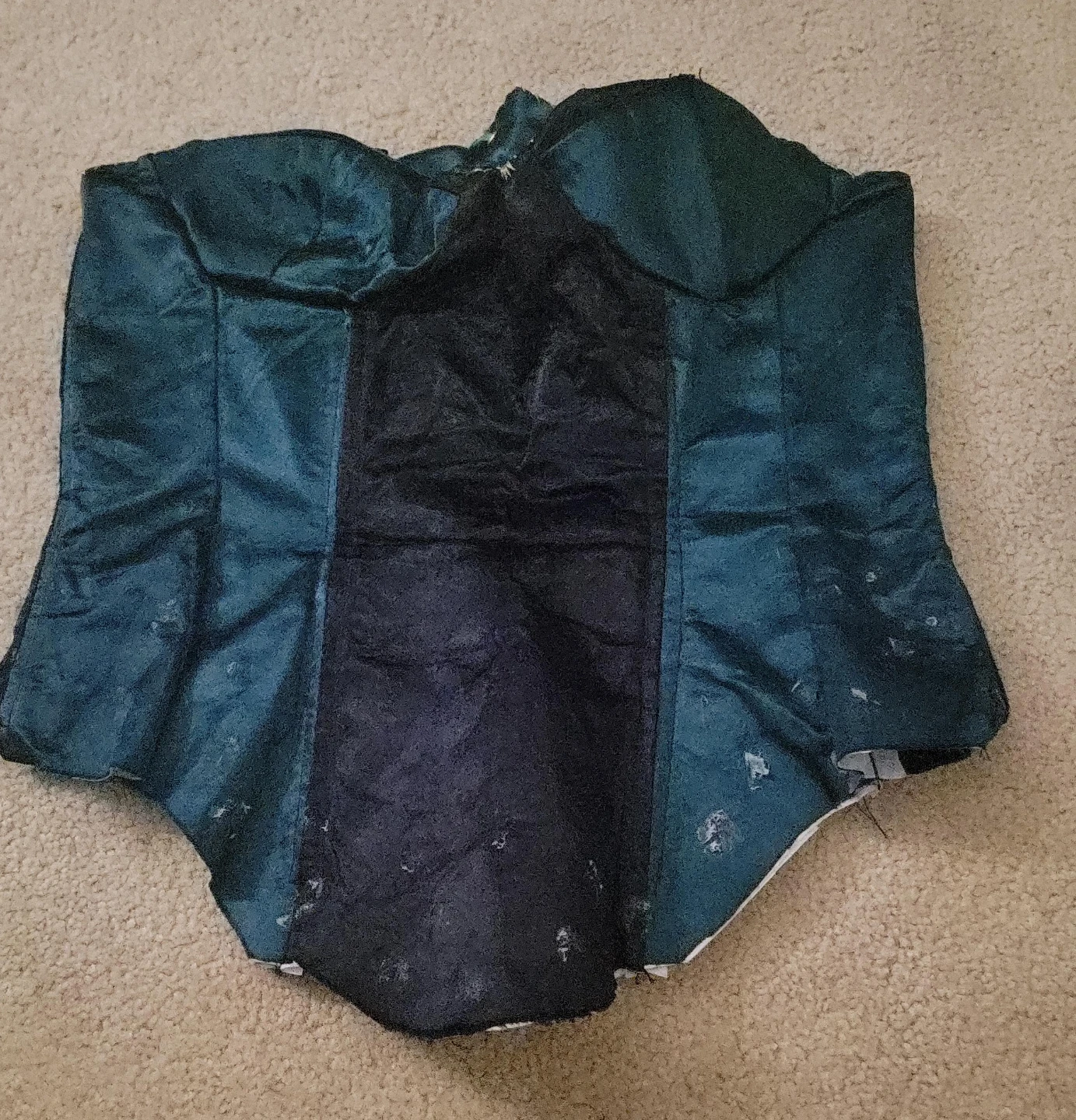 Teal and black corset top