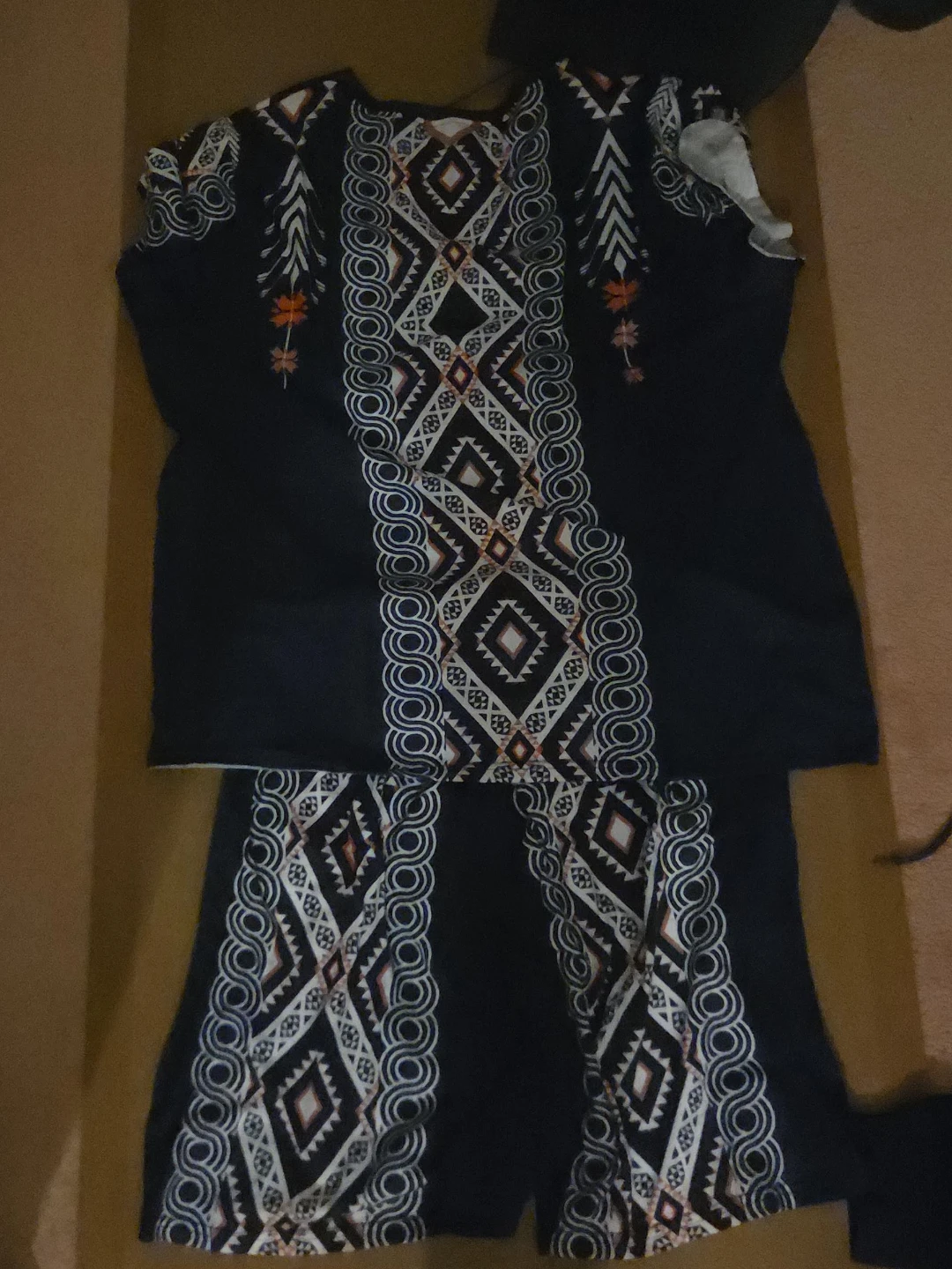 Black Patterned Two-Piece Set
