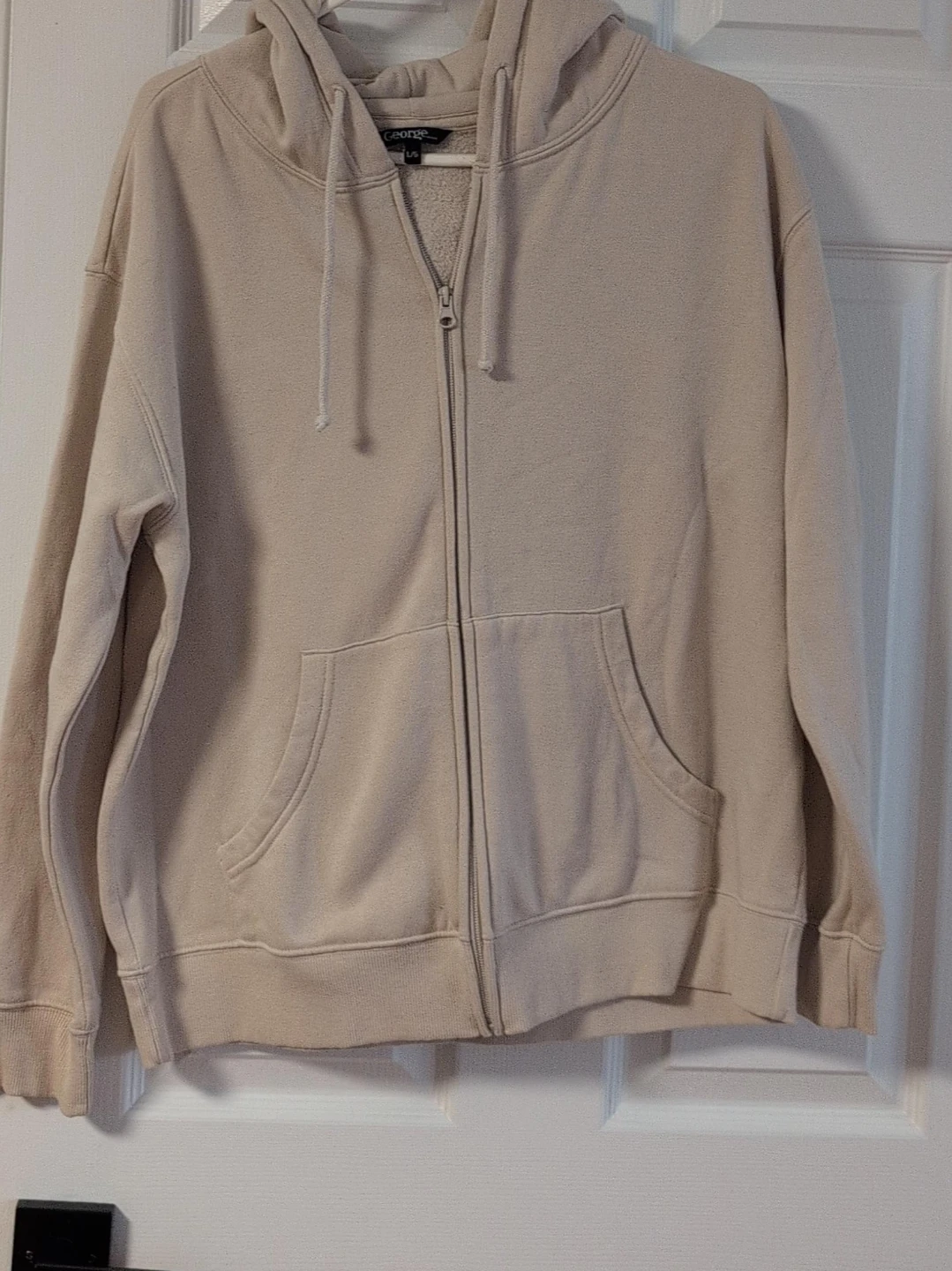 George Beige Zip-Up Hoodie Size L