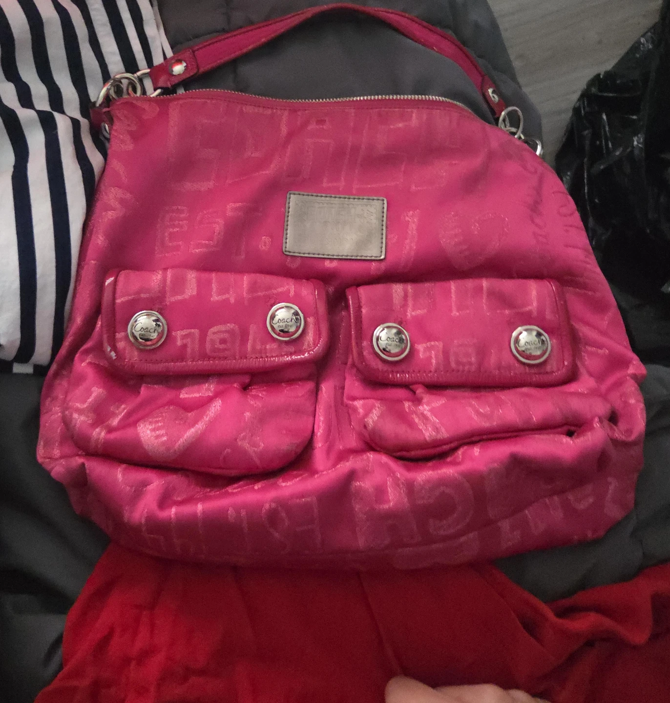 Coach Hot Pink Logo Hobo Bag