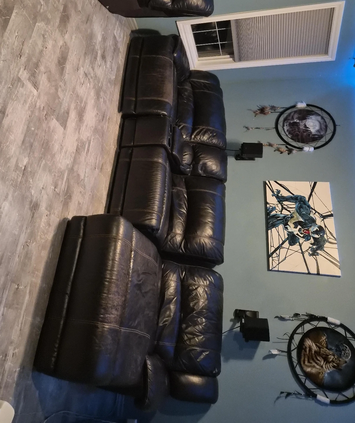 Black Leather Reclining Sectional Sofa