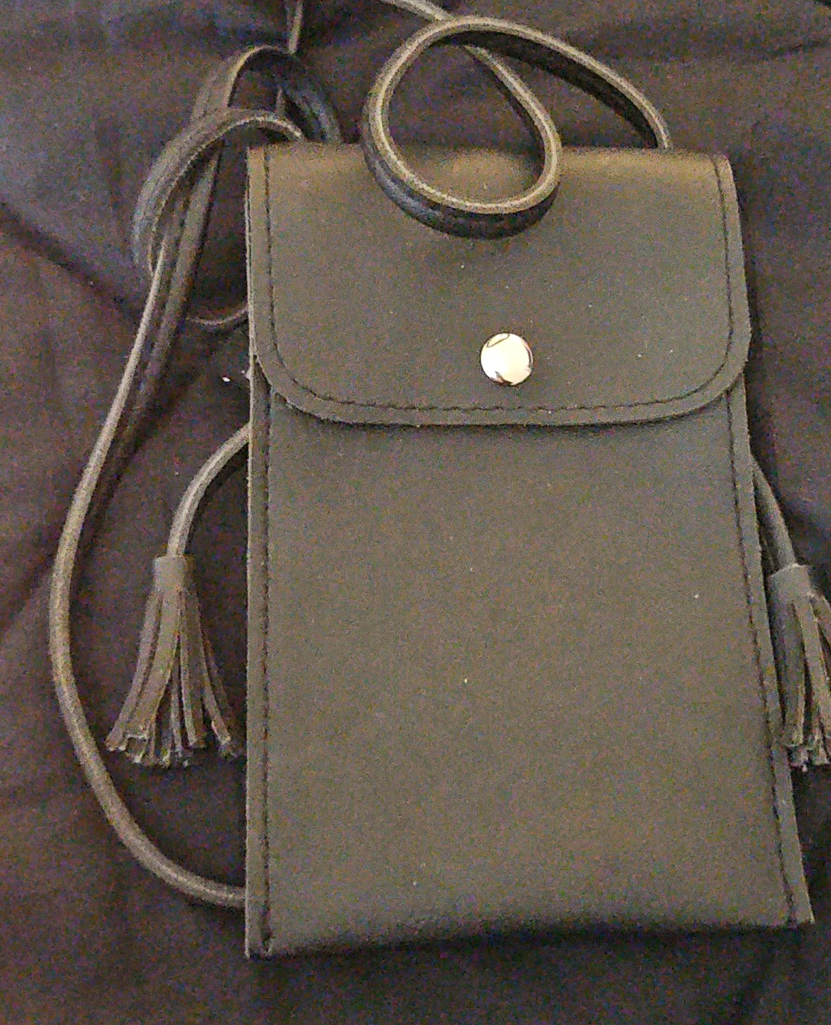 Black Leather Phone Crossbody Bag