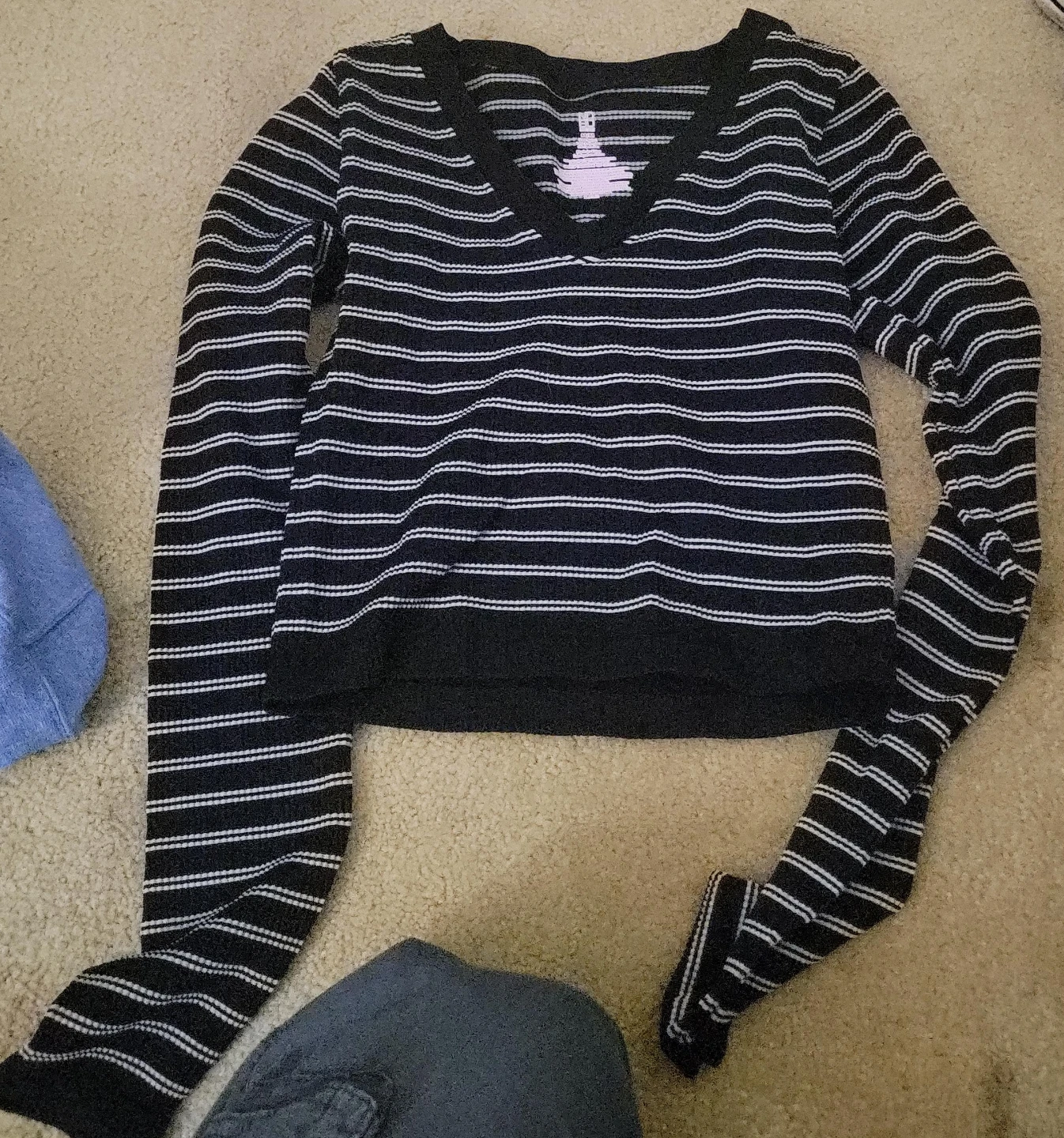 Black and white striped long sleeve top