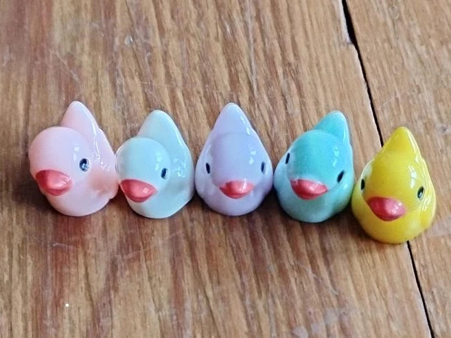 Set of 5 miniature ceramic ducks