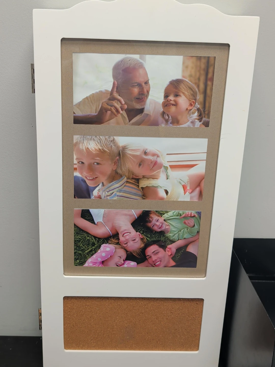 White Wall-Mounted Photo Frame with Corkboard