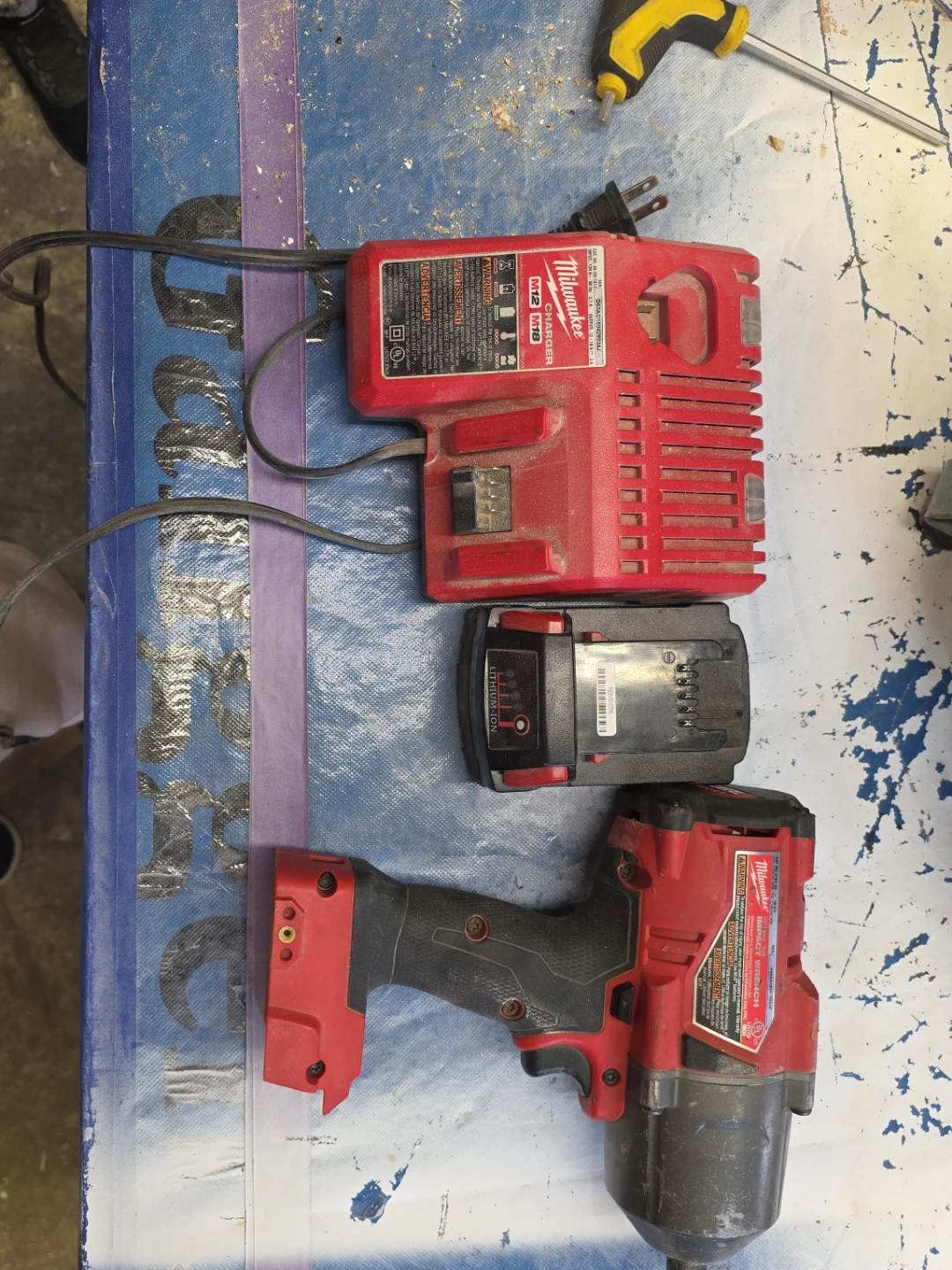 Milwaukee M18 Impact Wrench, Battery, and Charger