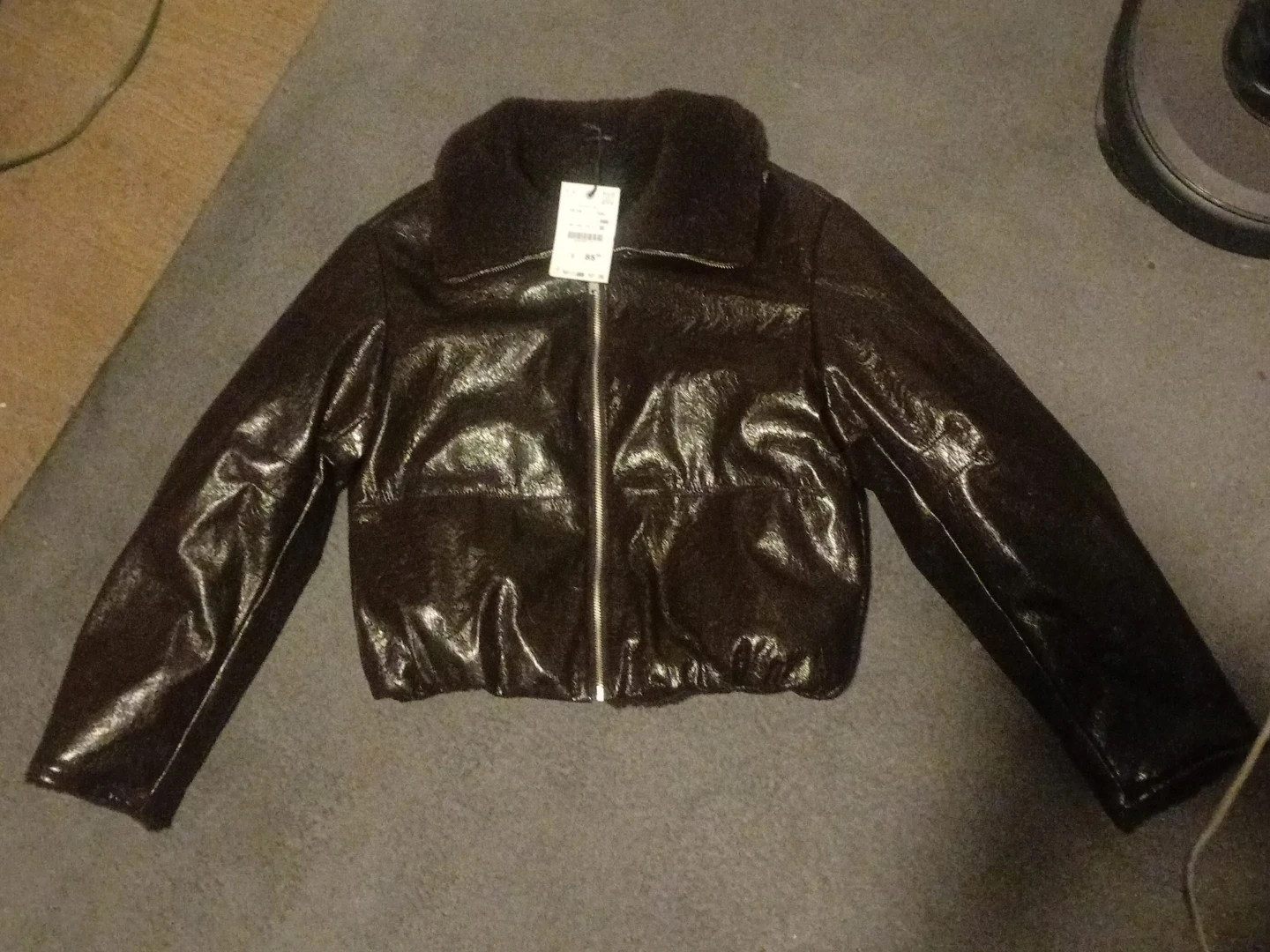 Zara Black Faux Leather Jacket Kids 13-14