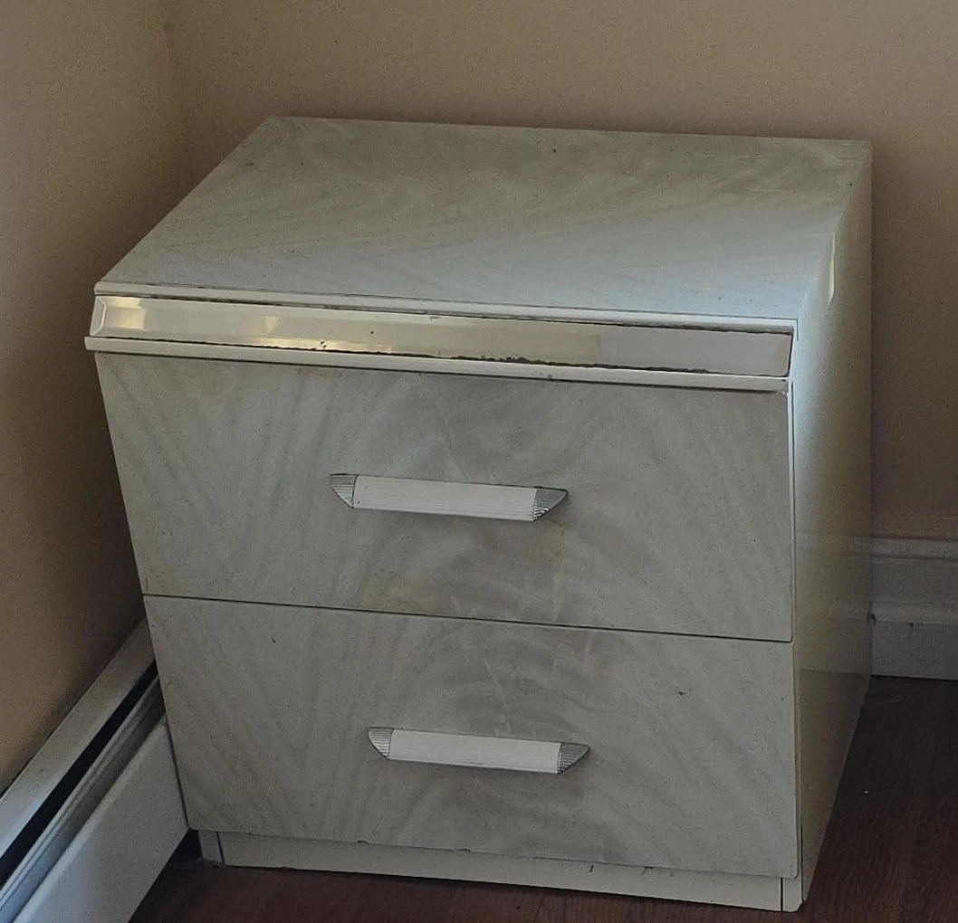 Two-Drawer White Nightstand
