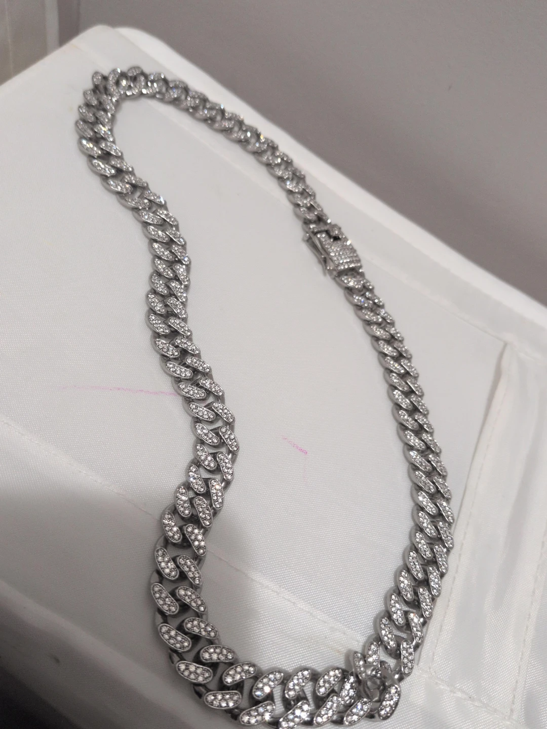 Silver-Tone Crystal Curb Chain Necklace