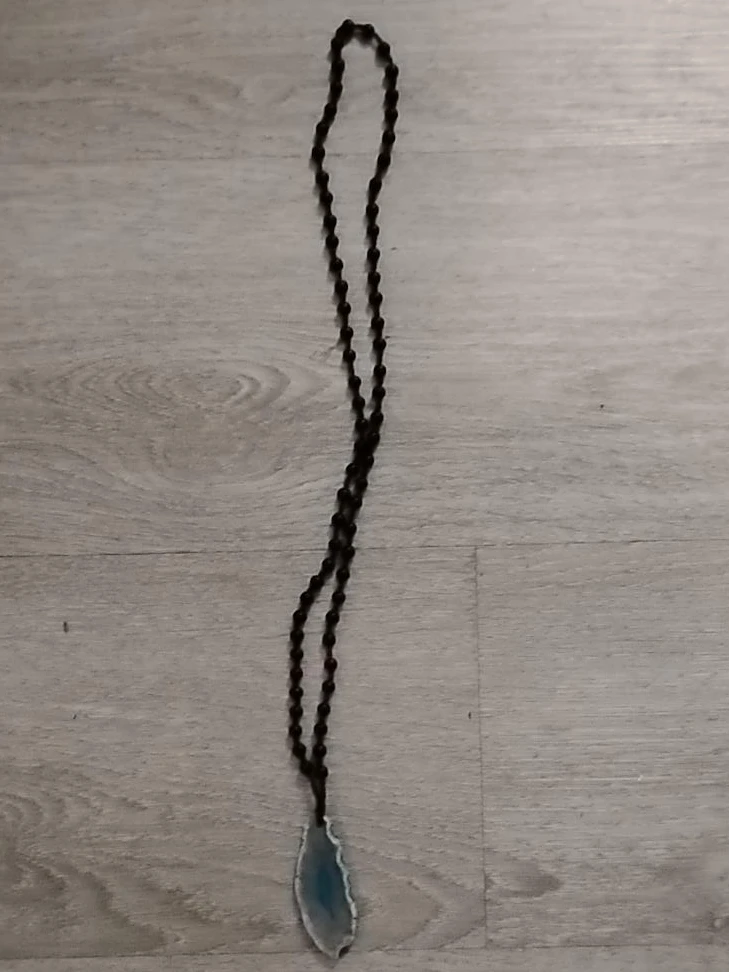 Beaded Agate Slice Necklace