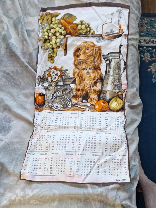 Vintage 1975 Lehner Linen Wall Calendar
