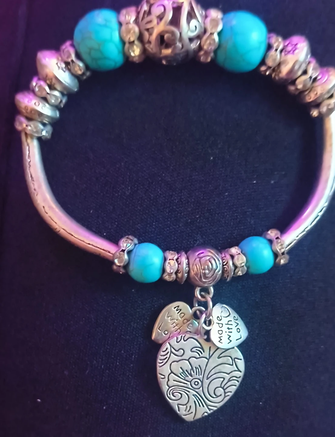 Turquoise Bead Bracelet with charm
