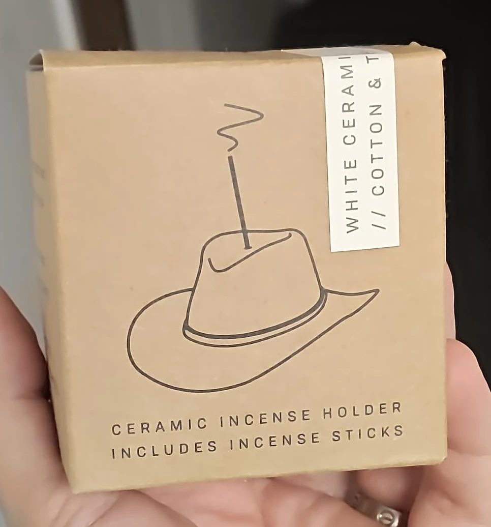 White Ceramic Cowboy Hat Incense Holder