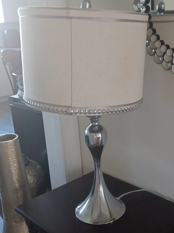 Chrome Table Lamp with Studded Shade