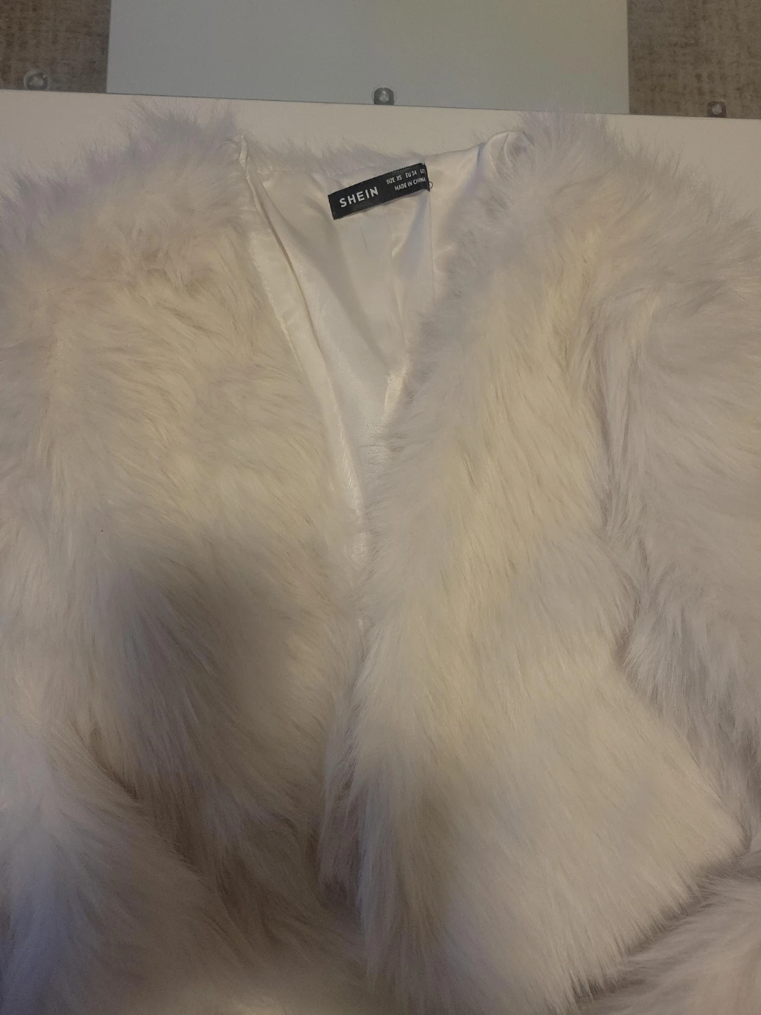 SHEIN White Faux Fur Shrug