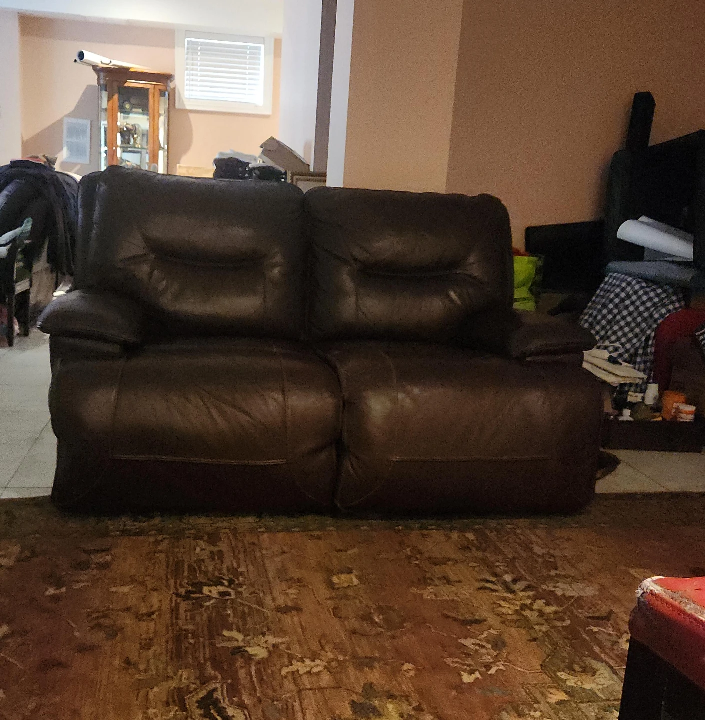 Brown leather sofa