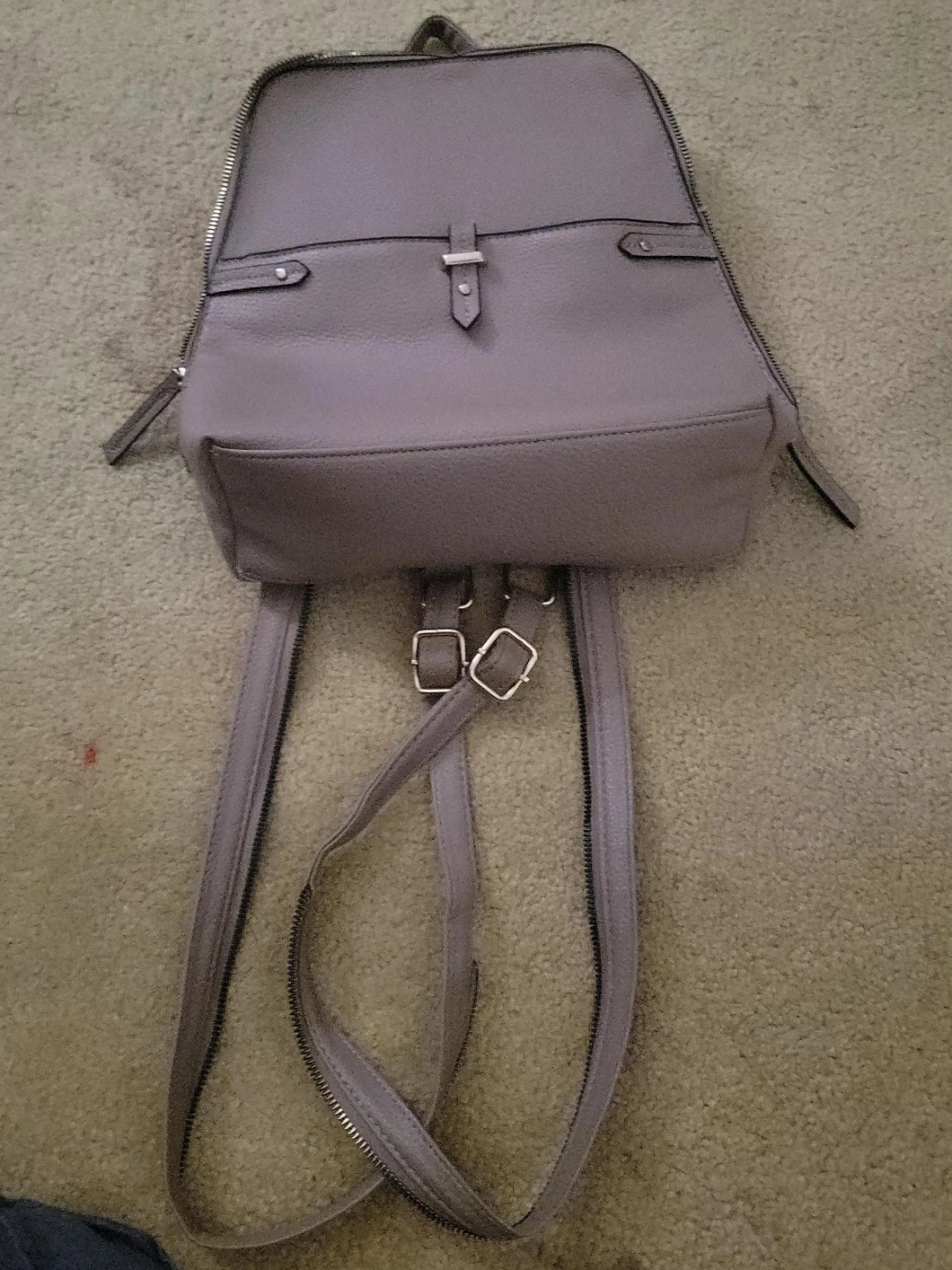 Beige Faux Leather Backpack
