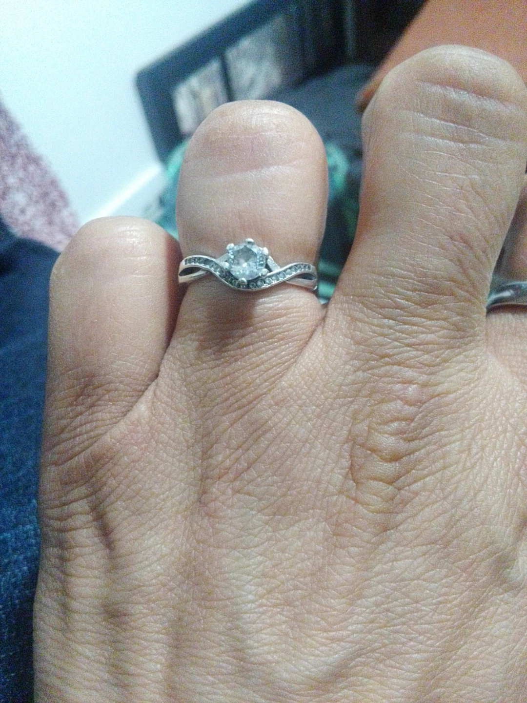 Silver-toned engagement ring