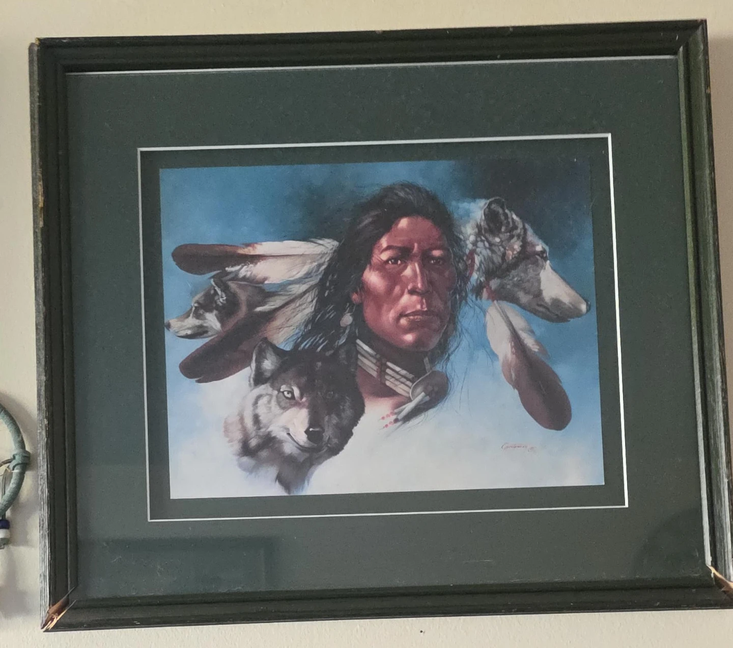 Framed Native American Wolf Art Print