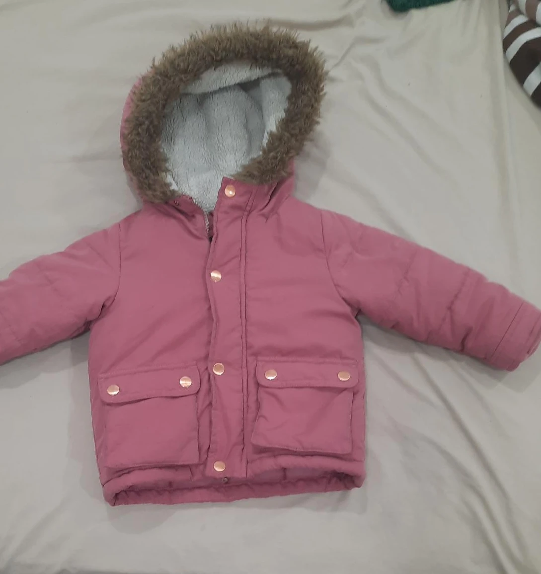 Pink Toddler Winter Jacket with Faux Fur Hood