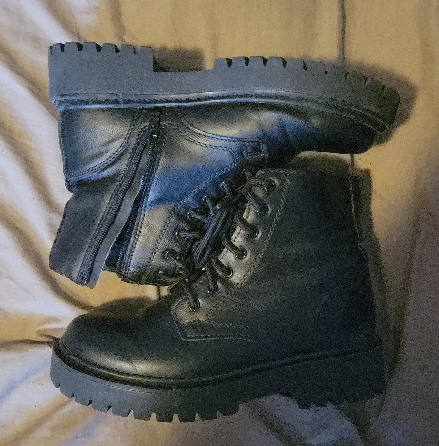 Black Lace-Up Combat Boots