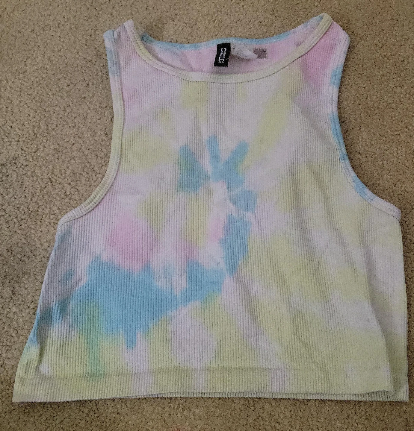 Divided Tie-Dye Ribbed Crop Top