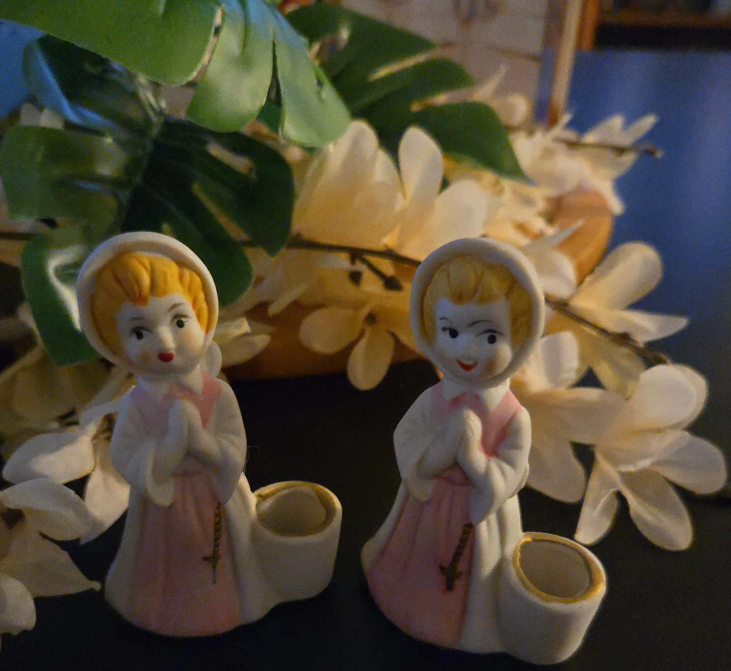Vintage Ceramic Praying Angel Candle Holders