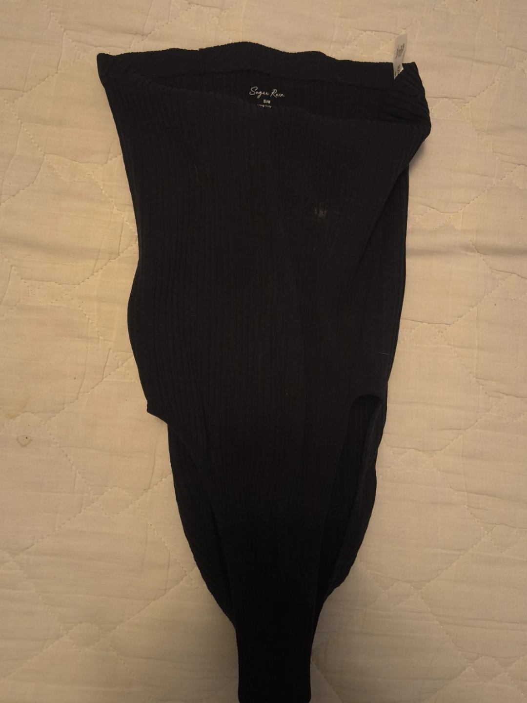 Sugar Rain Black Ribbed Bodysuit