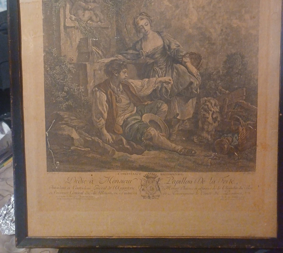 Vintage L'Obeissance Recompensee Framed Print