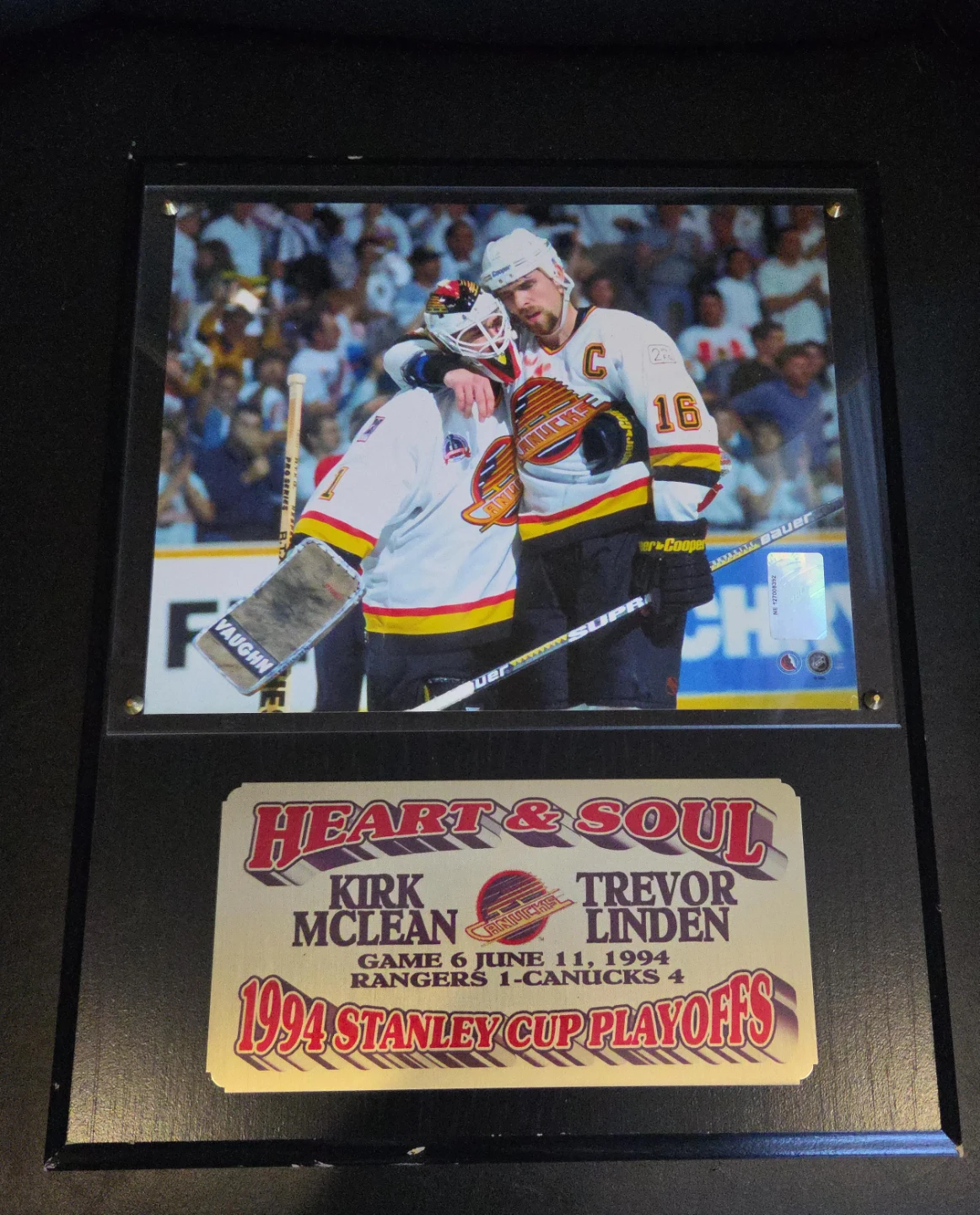 Vancouver Canucks 1994 Playoffs Plaque