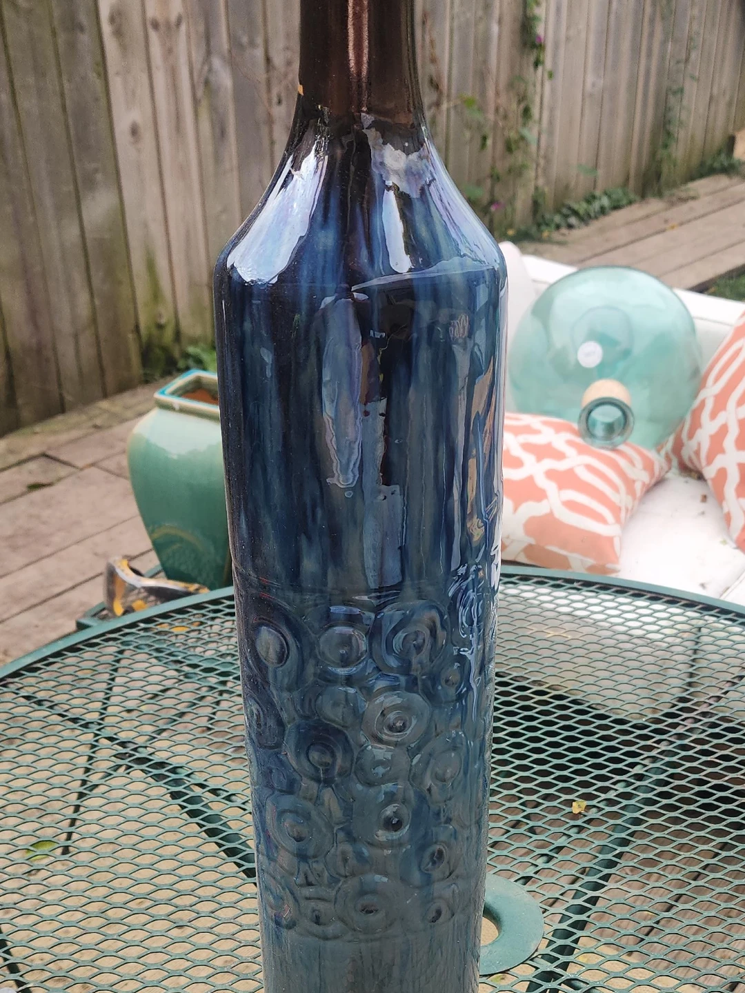 Blue and Copper Tall Decorative Vase