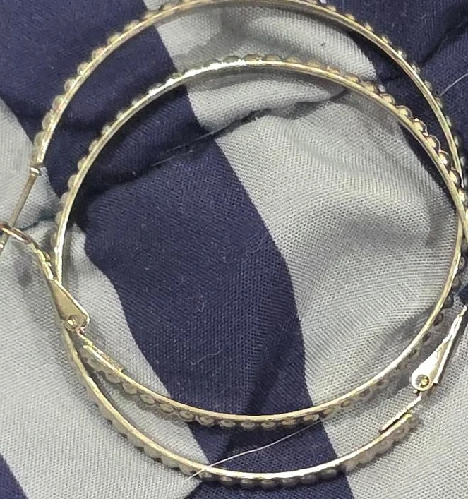 Gold-Tone Textured Hoop Earrings