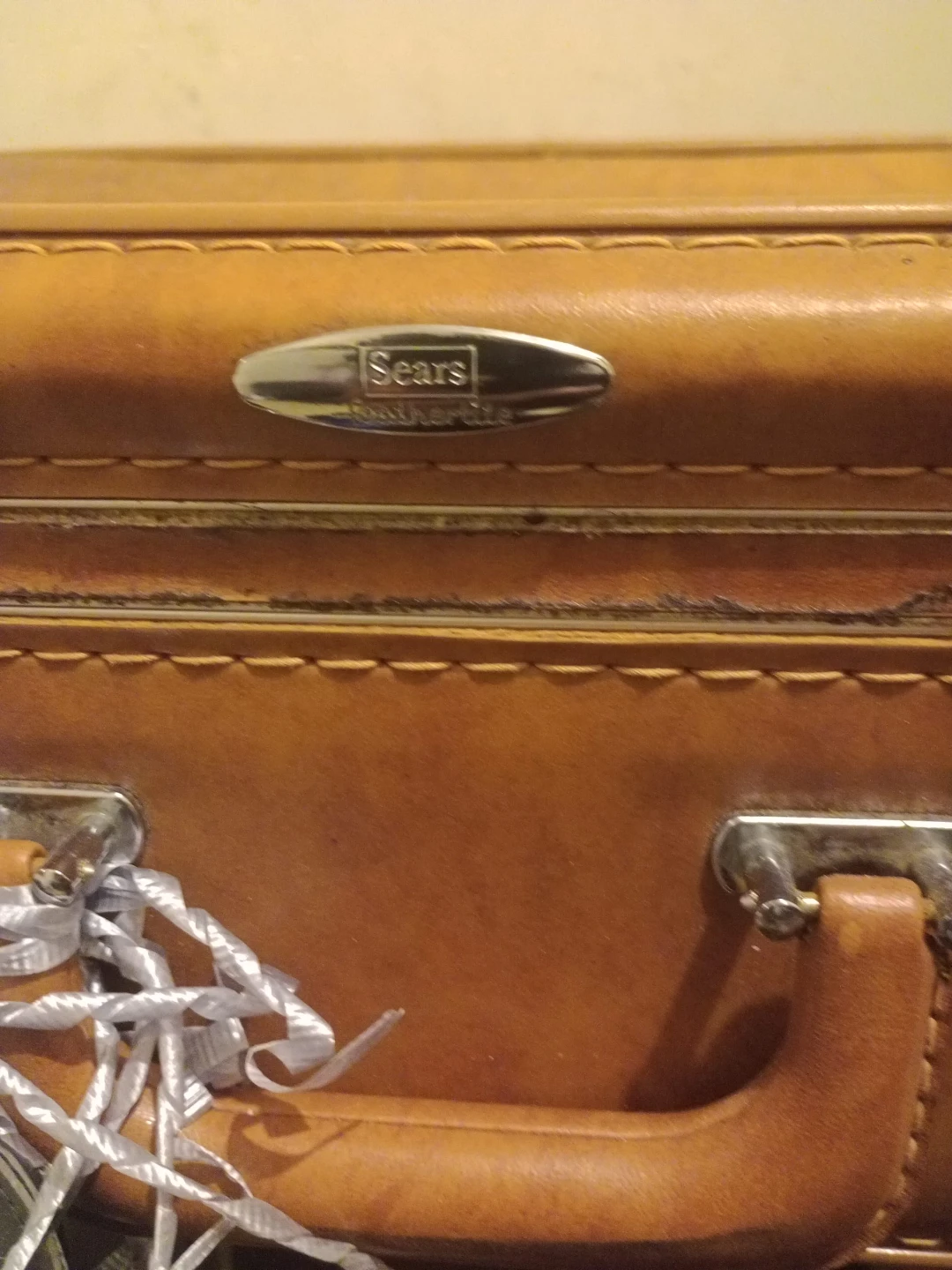 Vintage Sears Featherlite Brown Suitcase
