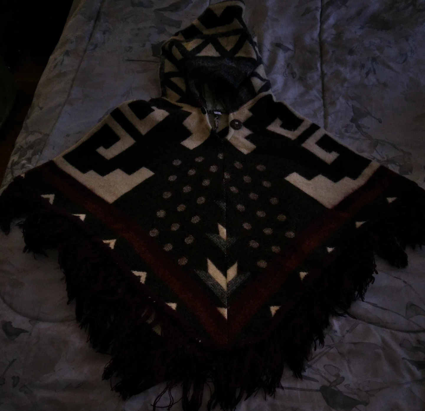 Geometric Pattern Hooded Poncho