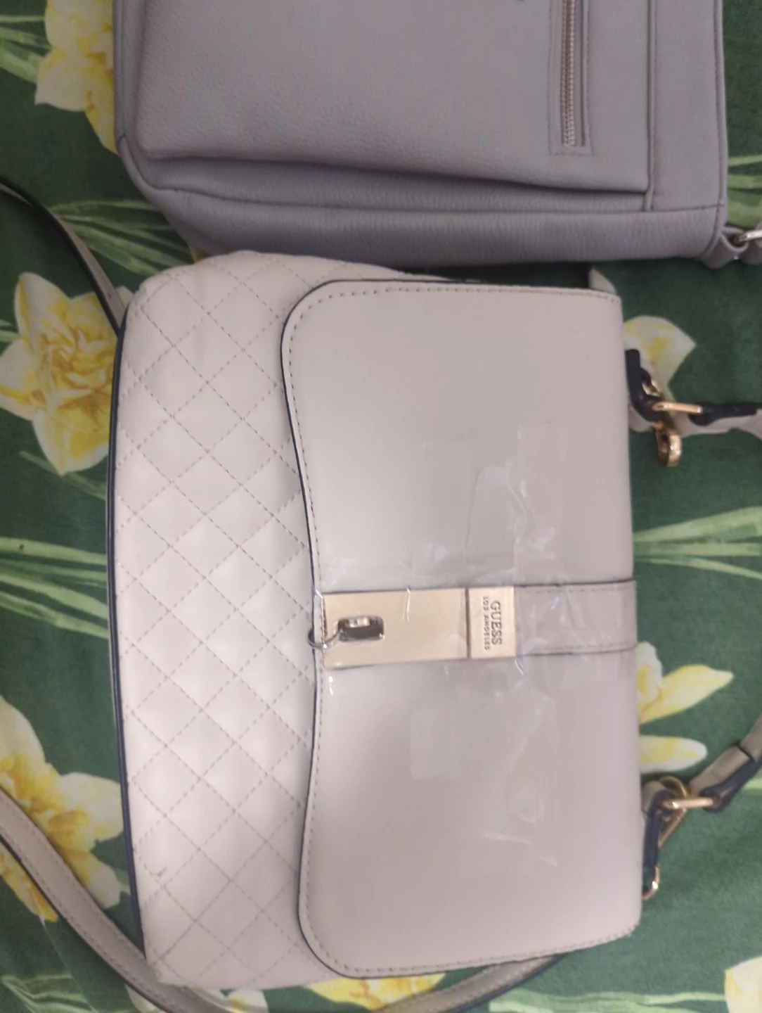 Guess Quilted Cream Shoulder Bag