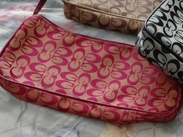 Black, Red, Tan Pattern Shoulder Bag
