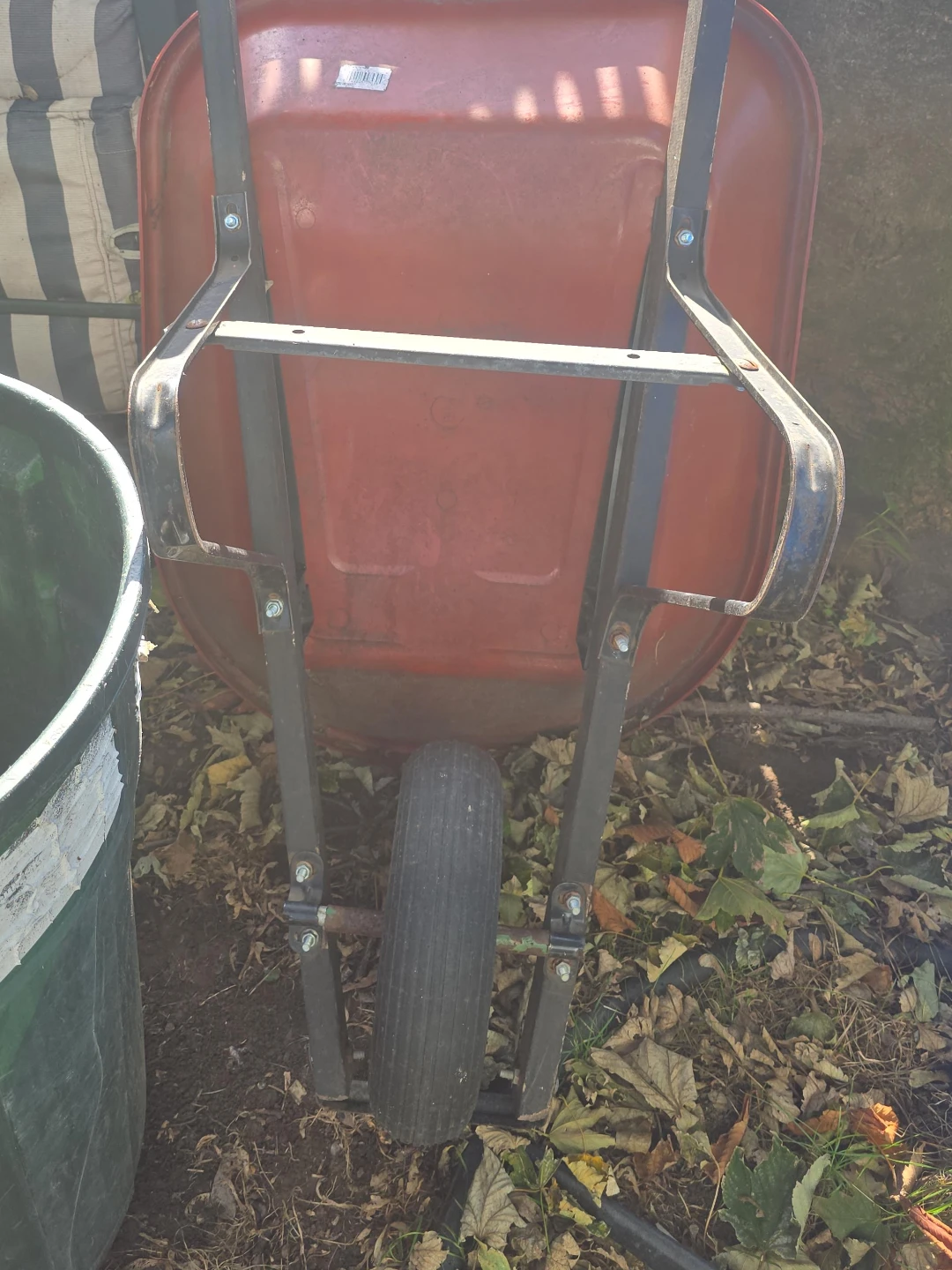 Red Steel Wheelbarrow
