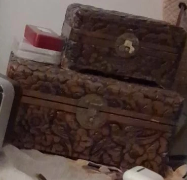 Set of Two Carved Wooden Decorative Boxes