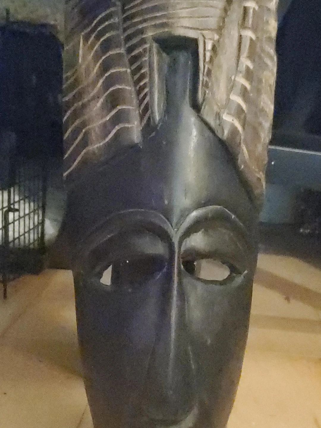 Hand-Carved Wooden Decorative Mask - photo 2