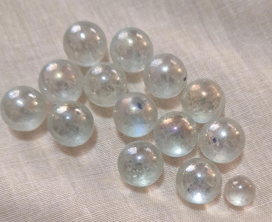 Set of 13 Iridescent Glass Marbles