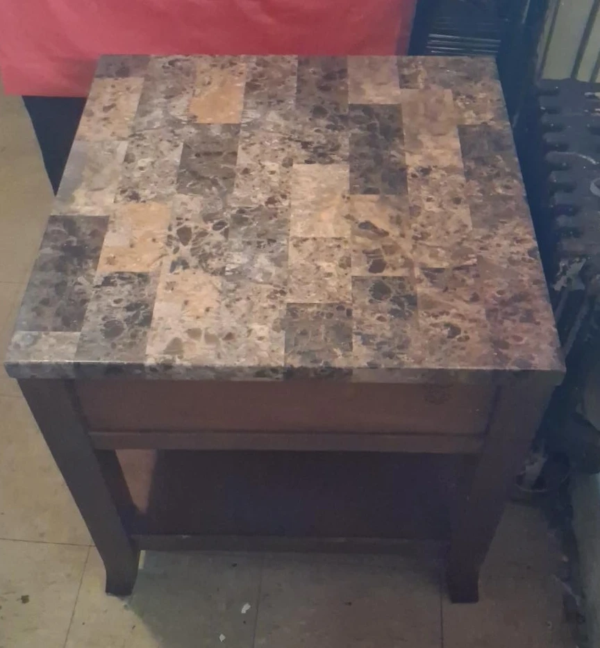 Faux Marble Top Side Table