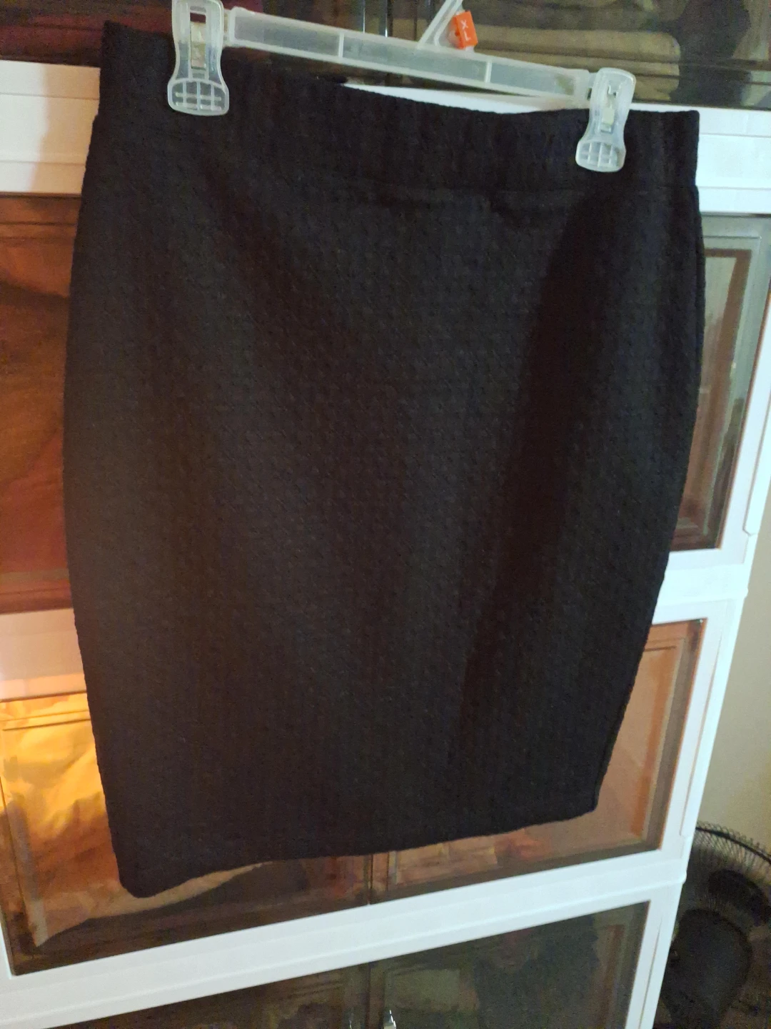 Black Textured Pencil Skirt