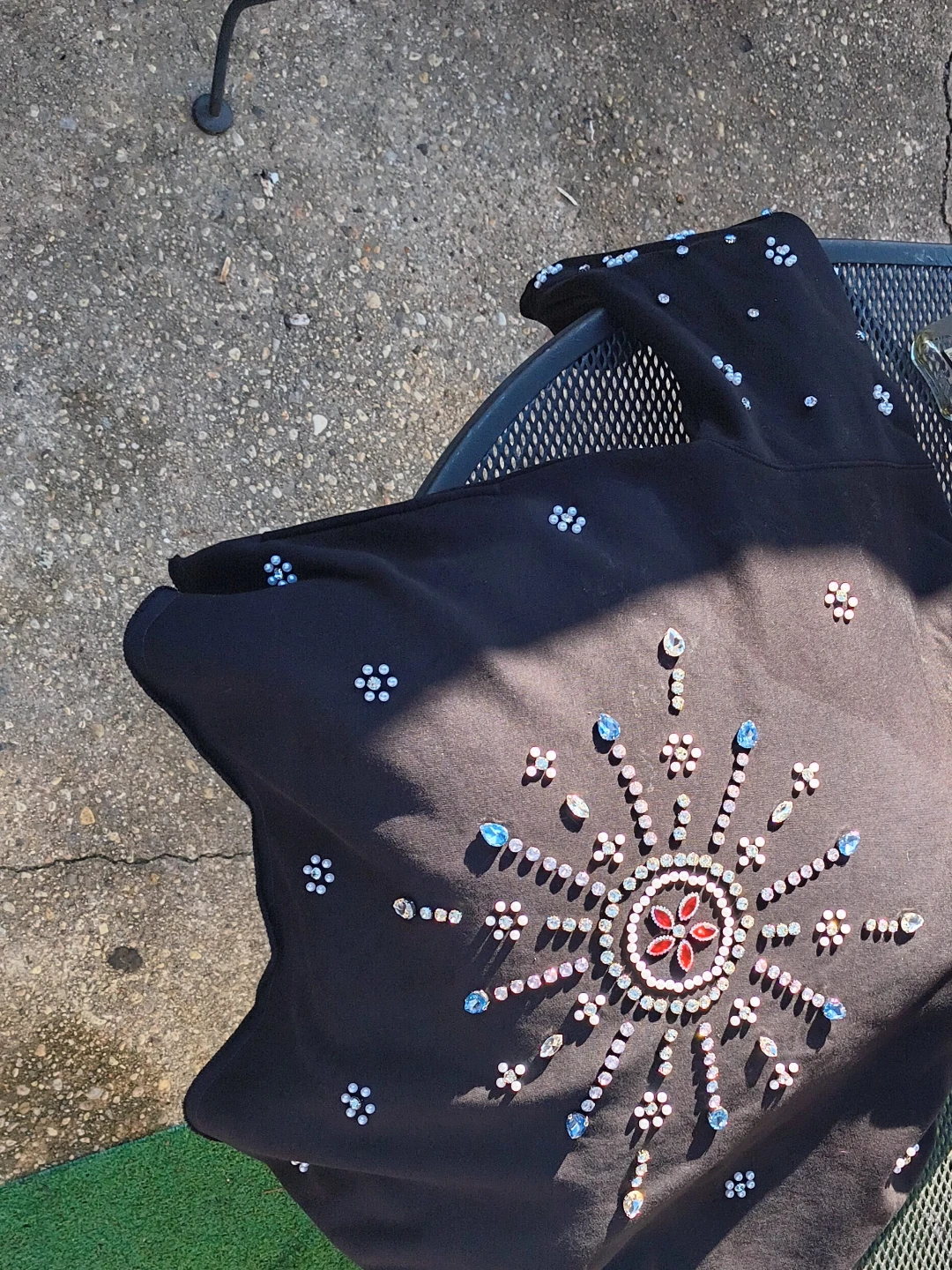 Black Rhinestone Embellished Hoodie