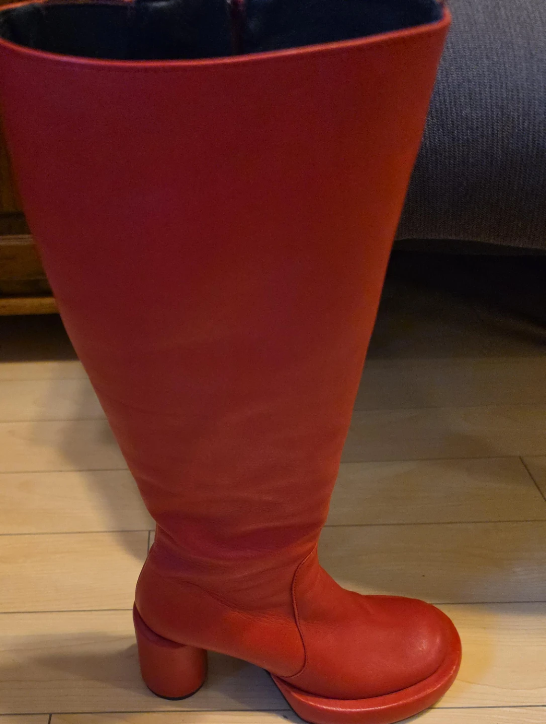 Red Leather Platform Boots