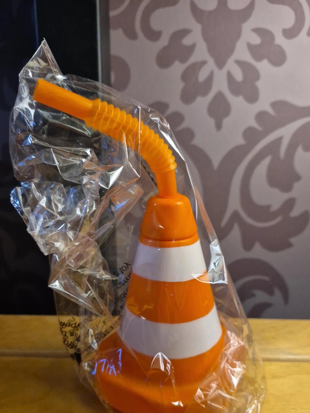 Traffic Cone Shaped Cup with Bendy Straw