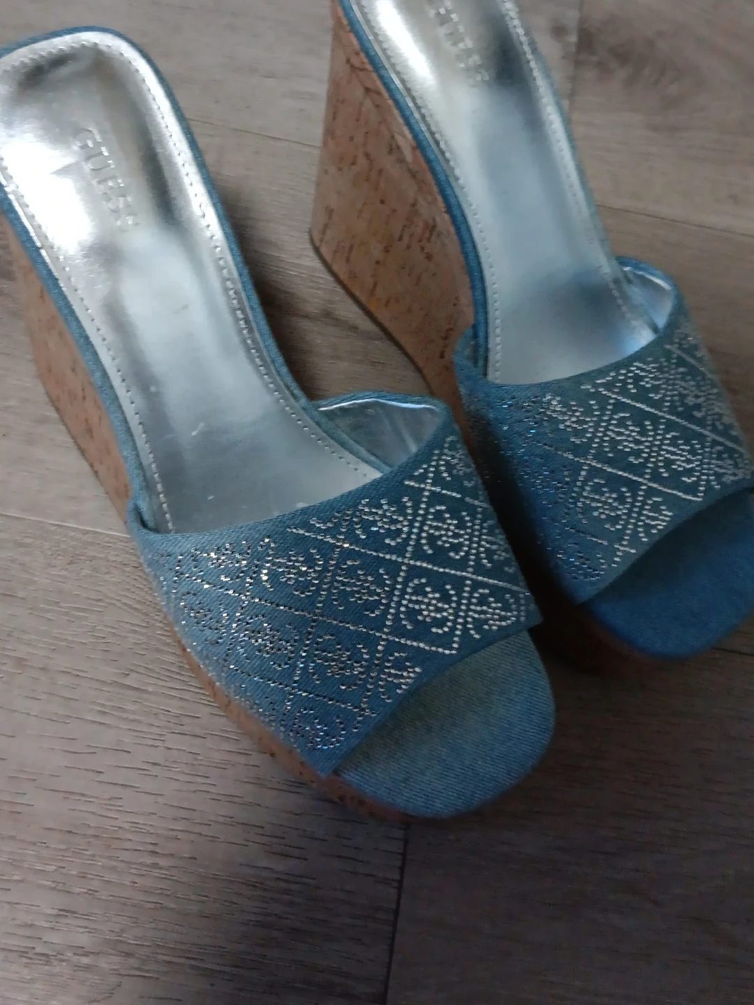 Guess Denim Wedge Sandals