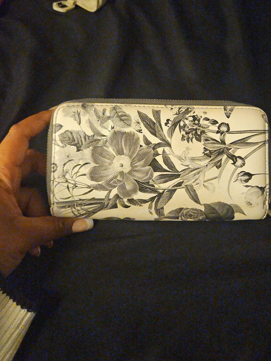 Floral Print Double Zip Wallet
